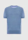 Malo Linen, Viscose And Cotton Crewneck Sweater In Blue