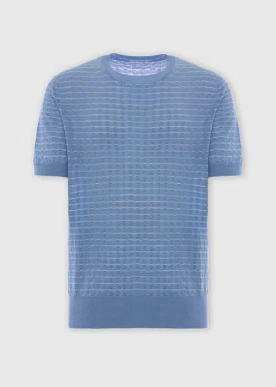 Malo Linen, Viscose And Cotton Crewneck Sweater In Blue