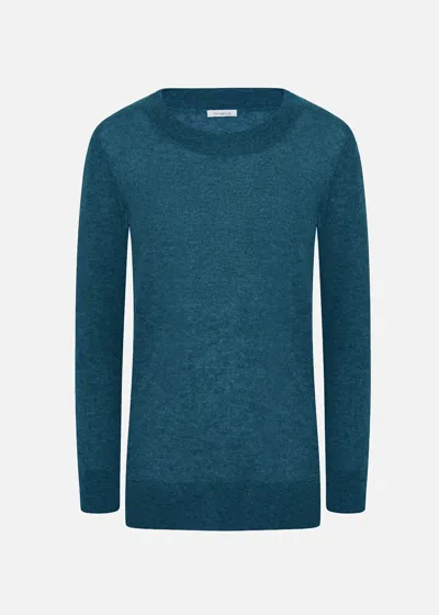 Malo Maglia Girocollo In Super Soft Cashmere In Blue