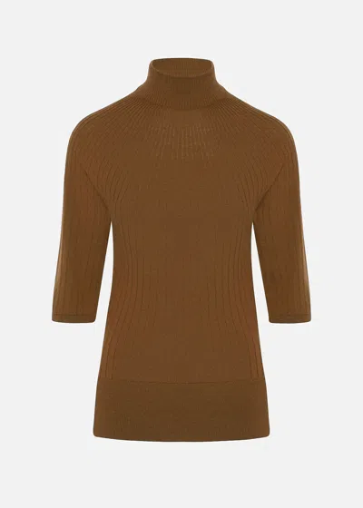 Malo Maglia Lupetto In Lana Vergine In Brown