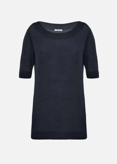 Malo Maglia Scollo A Barca In Super Soft Cashmere In Blue