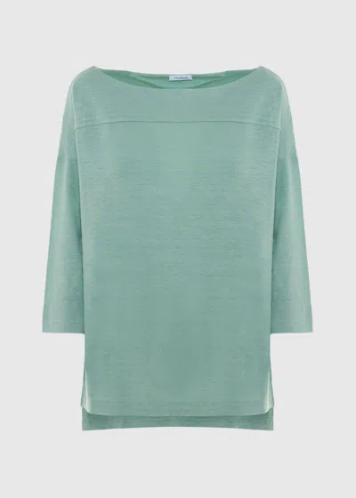Malo Maglia Scollo A Barca In Cashmere E Seta In Green