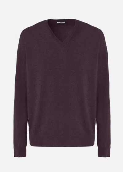 Malo Maglia Scollo V In Cashmere In Burgundy