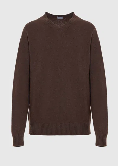 Malo Maglia Scollo V In Cashmere In Brown