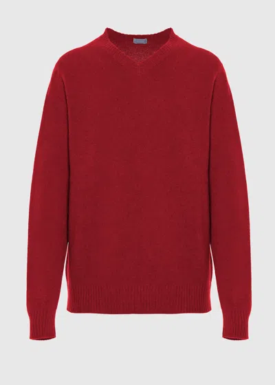 Malo Maglia Scollo V In Cashmere In Red