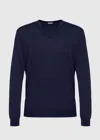 Malo Maglia Scollo V In Cashmere E Seta In Blue