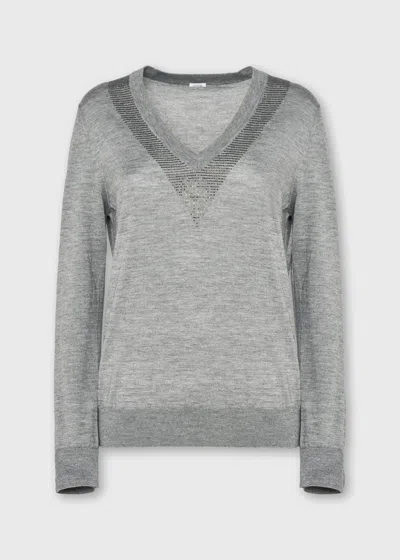 Malo Maglia Scollo V In Cashmere E Seta In Gray