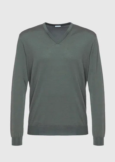 Malo Maglia Scollo V In Cashmere E Seta In Gray