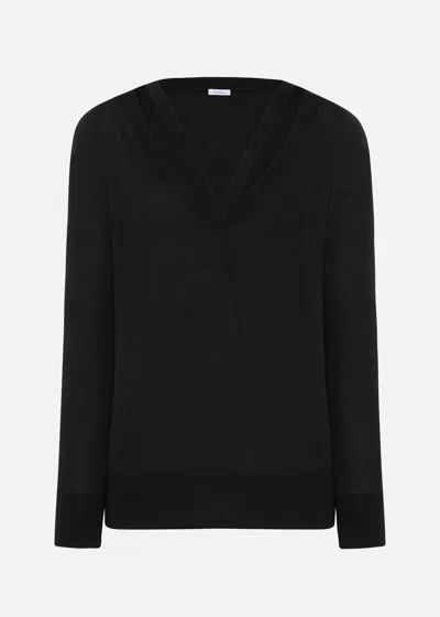 Malo Maglia Scollo V In Cashmere E Seta In Black