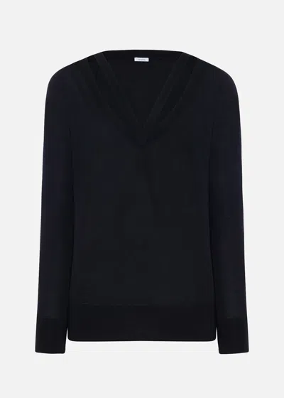 Malo Maglia Scollo V In Cashmere E Seta In Black