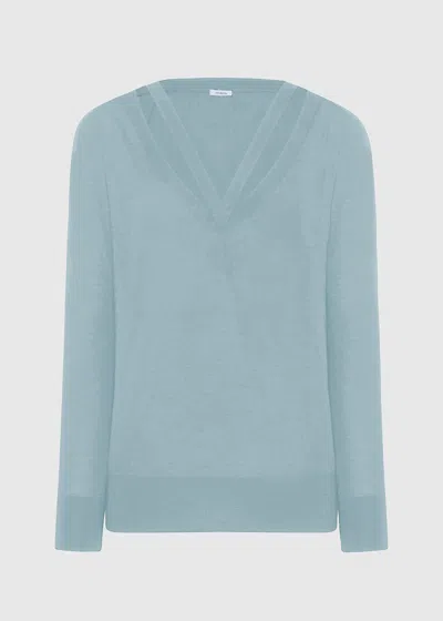 Malo Maglia Scollo V In Cashmere E Seta In Blue