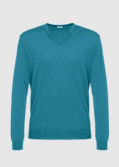 Malo Maglia Scollo V In Cashmere E Seta In Blue