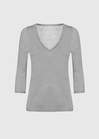Malo Maglia Scollo V In Cashmere E Seta In Gray