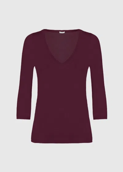 Malo Maglia Scollo V In Cashmere E Seta In Purple