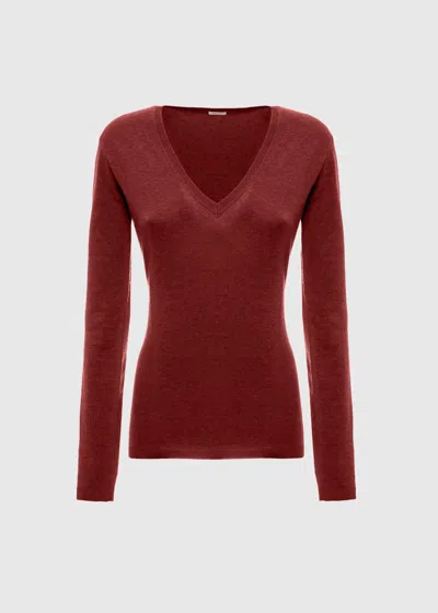 Malo Maglia Scollo V In Cashmere Light In Red