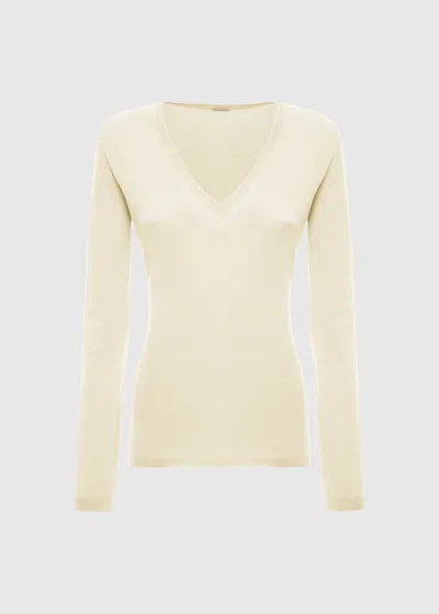 Malo Maglia Scollo V In Cashmere Light In Neutral