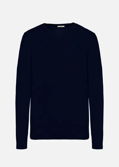 Malo Maglia Scollo V In Cotone In Blue