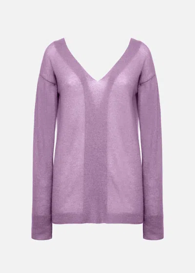 Malo Maglia Scollo V In Super Soft Cashmere In Purple