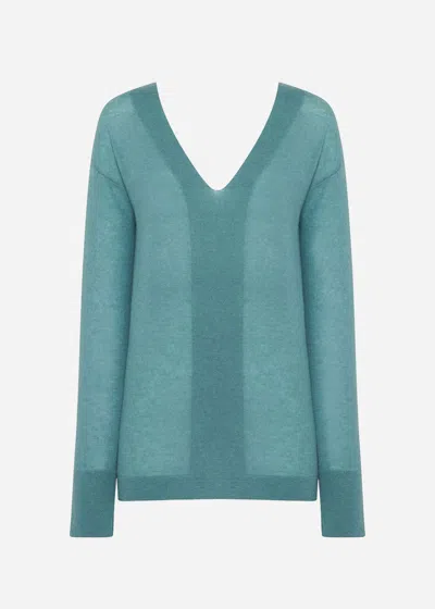 Malo Maglia Scollo V In Super Soft Cashmere In Green