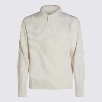 Malo Ribbed Long Sleeve Crewneck Sweater In White