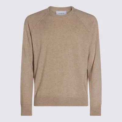 Malo Crew Neck Sweater With Raglan Sleeves And Ribbed Hem In Brown