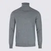 Malo Turtleneck Sweater With Ribbed Cuffs And Hem In Gray