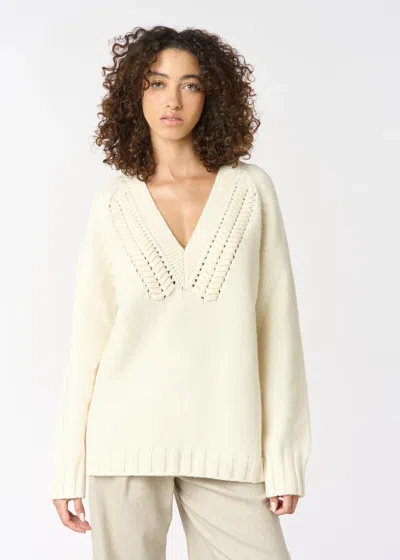 Malo Maglione Scollo V In Cashmere In White