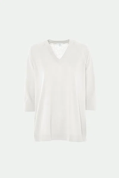 Malo Makò Cotton V-neck In White