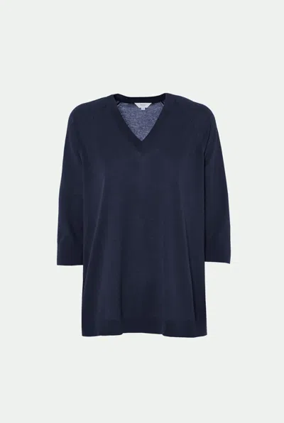 Malo Makò Cotton V-neck In Blue
