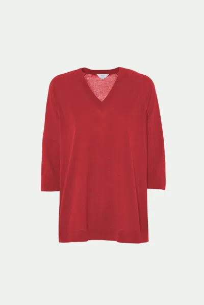 Malo Makò Cotton V-neck In Red