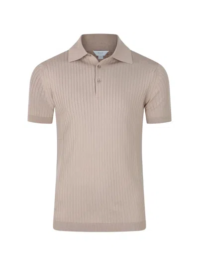 Malo Makò Ribbed-knit Polo Shirt In Pink