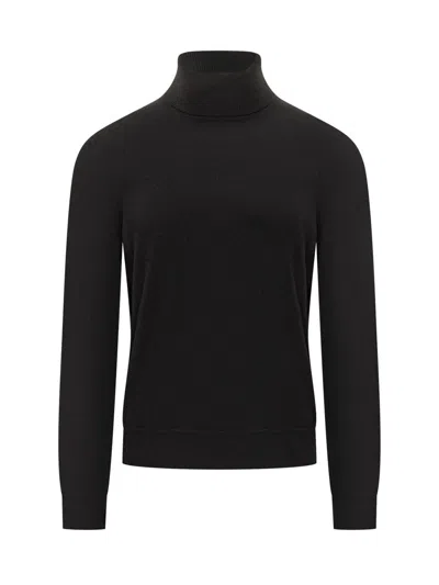 Malo Black Cashmere Long-sleeved Turtleneck Sweater