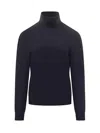 Malo Blue Cashmere Long-sleeved Turtleneck Sweater In Blue