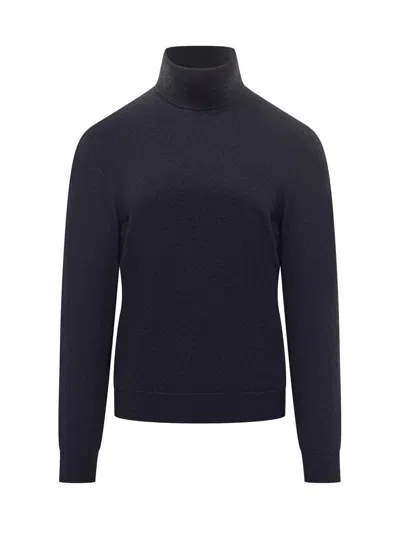 Malo Blue Cashmere Long-sleeved Turtleneck Sweater