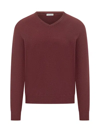 Malo Bordeaux Wool V-neck Sweater In Brown