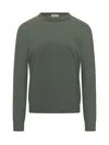 Malo Green Sweater In Virgin Wool Crew Neck In Green