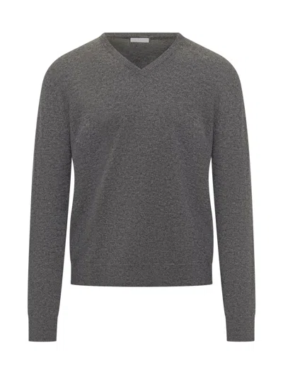 Malo Grey Virgin Wool V-neck Sweater In Gray