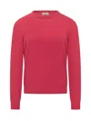 Malo Thin Wool Round Neck Long Sleeve Sweater In Pink
