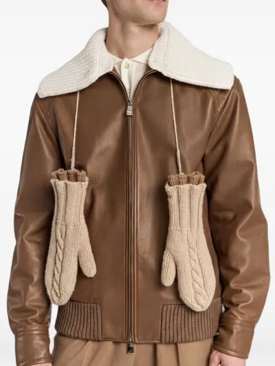 Malo Walnut Cashmere Gloves In Noce
