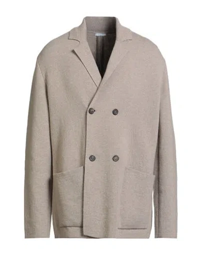 Malo Man Blazer Taupe Size 44 Virgin Wool, Cashmere In Gray