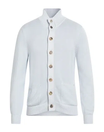 Malo Man Cardigan Azure Size 40 Cotton In Grey
