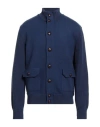 Malo Man Cardigan Navy Size 46 Virgin Wool In Blue
