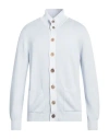 Malo Man Cardigan Azure Size 40 Cotton In Blue