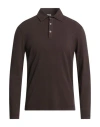 Malo Man Polo Shirt Dark Brown Size 38 Cotton, Elastane