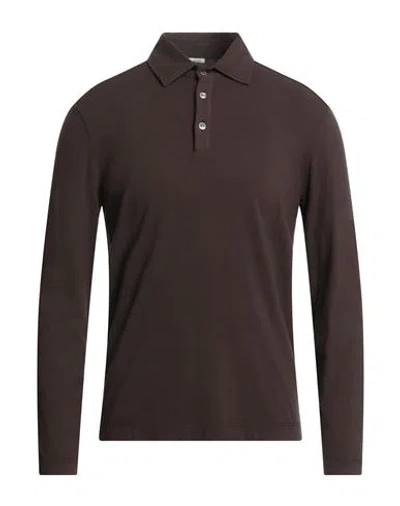 Malo Man Polo Shirt Dark Brown Size 38 Cotton, Elastane In Brown