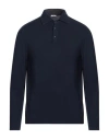 Malo Man Polo Shirt Midnight Blue Size 38 Cotton, Elastane In Blue