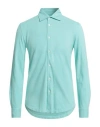 Malo Man Shirt Turquoise Size 46 Cotton In Blue