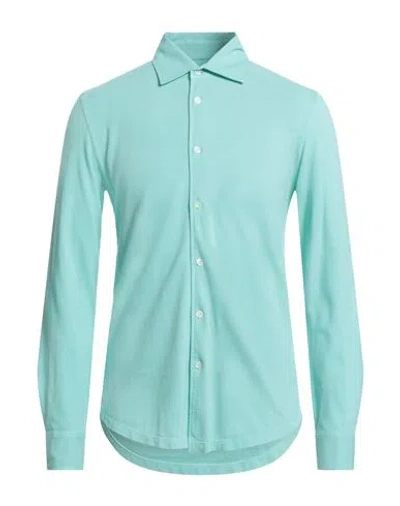 Malo Man Shirt Turquoise Size 46 Cotton In Blue