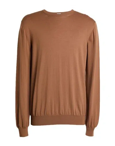 Malo Man Sweater Camel Size 46 Virgin Wool In Brown