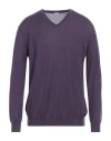 Malo Man Sweater Dark Purple Size 48 Cashmere, Silk
